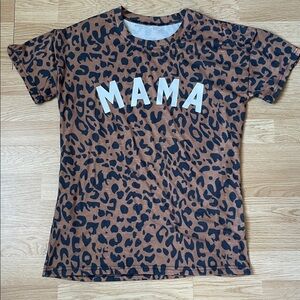 Leopard Print 'MAMA' T-Shirt